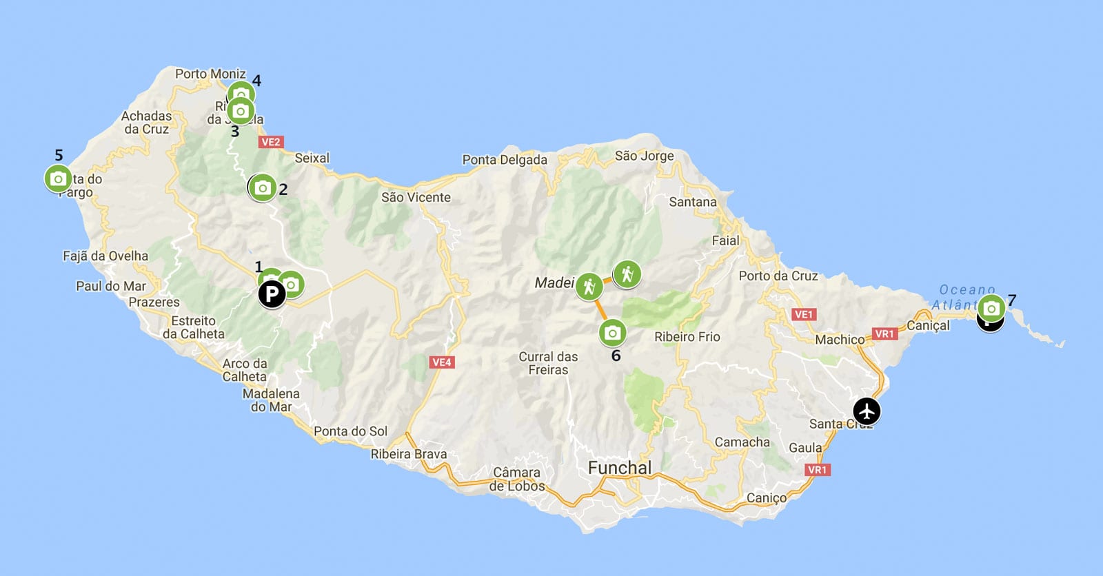 Madeira Fotospots Übersichtskarte
