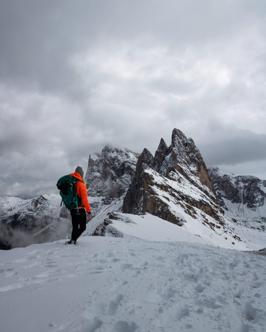 Verschneite Seceda als Fotospots Nummer 1 in den Dolomiten
