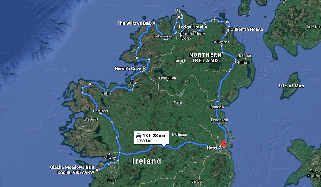 Route für unseren Roadtrip durch Irland