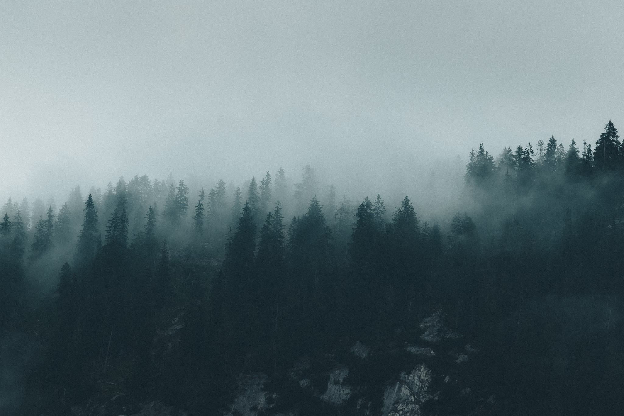 Nebelverhangene, mystische Stimmung auf der Sonnenaufgangswanderung auf den Pendling in Tirol